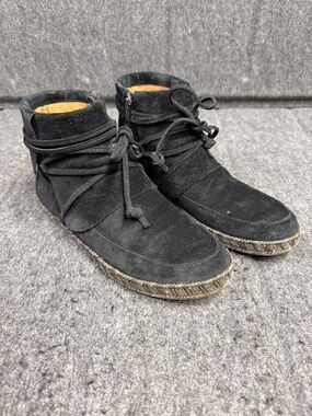 UGG Black Suede Lace-Up Ankle Booties